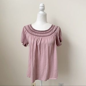 Old Navy Lilac Off The Shoulder Embroidered Top